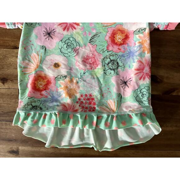 Matilda Jane The Adventure Begins Riding The Waves Floral Green Pink Rash Guard - Picture 3 of 7